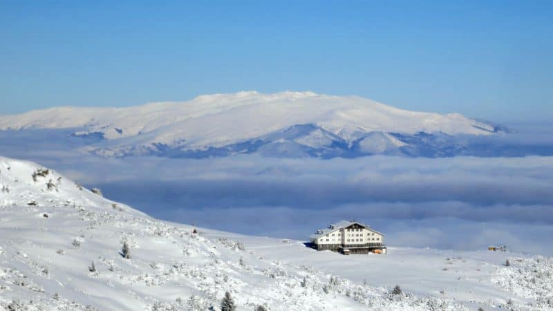 The dome of Vitosha seen from the Rila Mountains