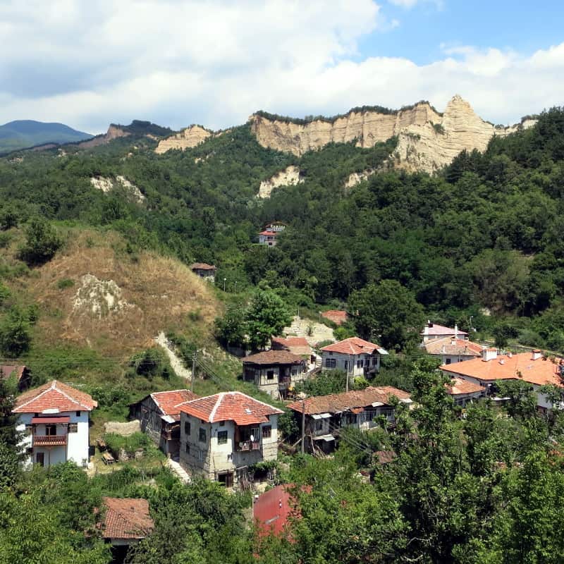 The small town of Melnik on the southern slopes of Pirin Mountains.