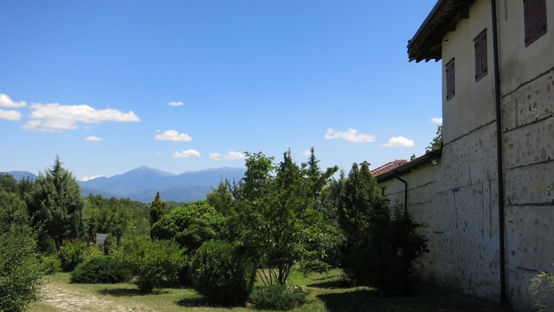 The Rozhen (Rozhenski) Monastery and Slavyanka (Alibotush) Mountains to the south