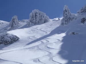 Skiing down the Nameless Peak in Malyovitsa Valley Skiing down the Nameless Peak in Malyovitsa Valley