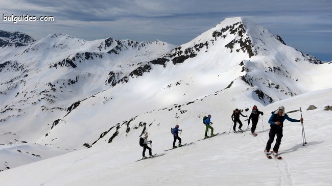 Nearly at the top of Mount Hvoynati (2635 m) in Pirin Mountains