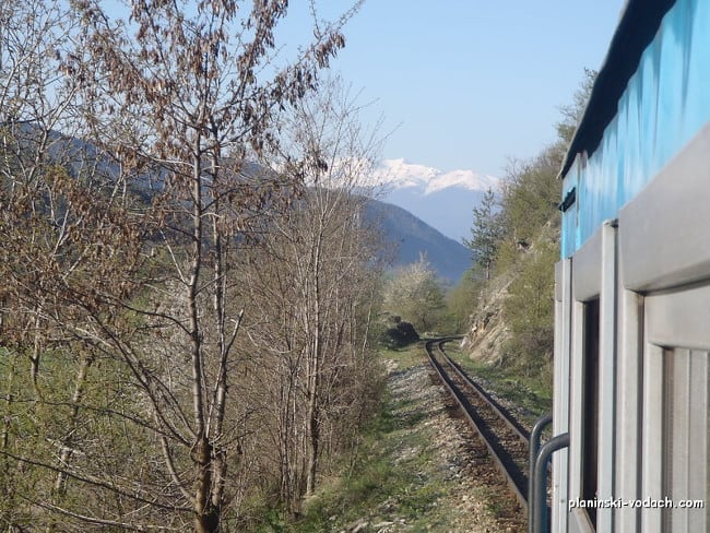Pirin Mountains seen from the train