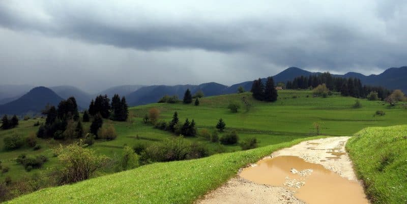 Western Rhodopes near Gela village in mid-May. Its raining there and sunny here... the trails are muddy, but there is no snow remained.