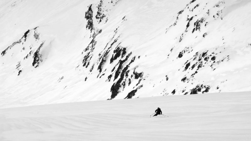 Skiing down the Macedonian part of the mountain